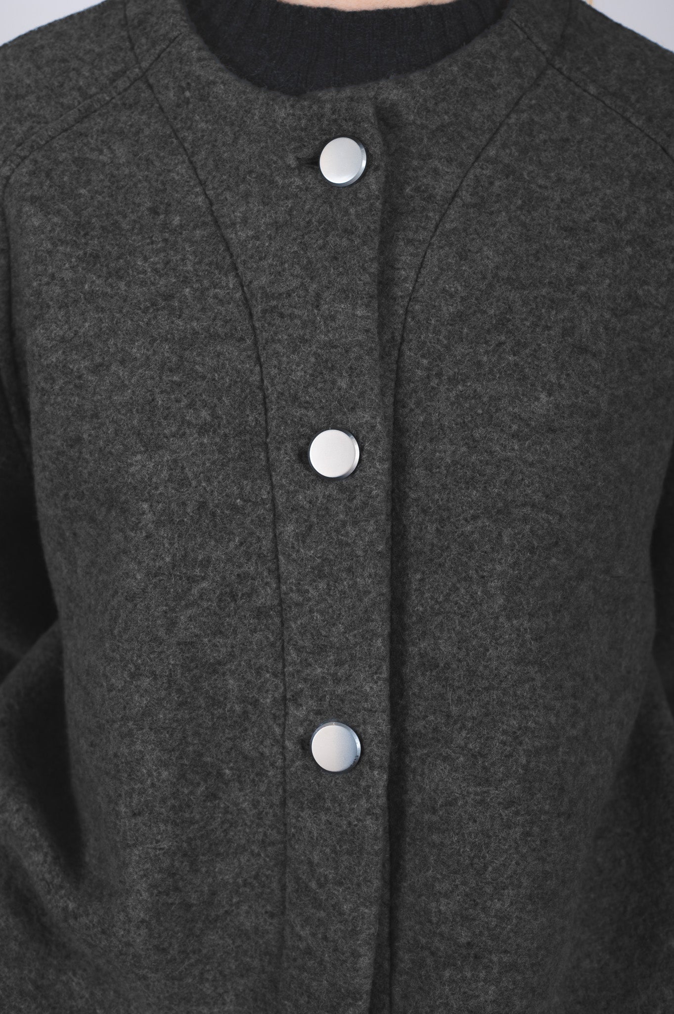 Dámský vlněný kabát short Loose fit - Dark gray