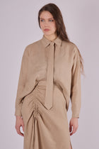 Women's loose fit linen shirt with collar