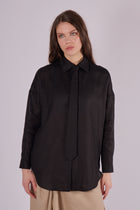 Women's loose fit linen shirt with collar