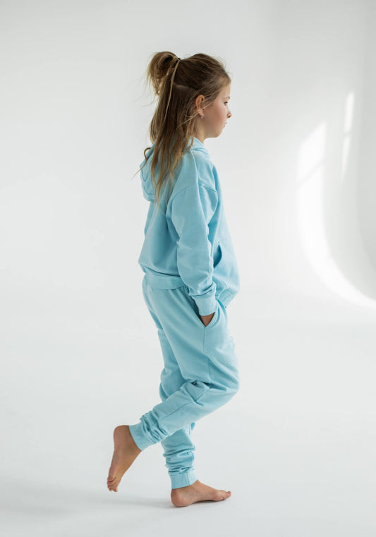 Detské teplákové nohavice z biobavlny Sky blue