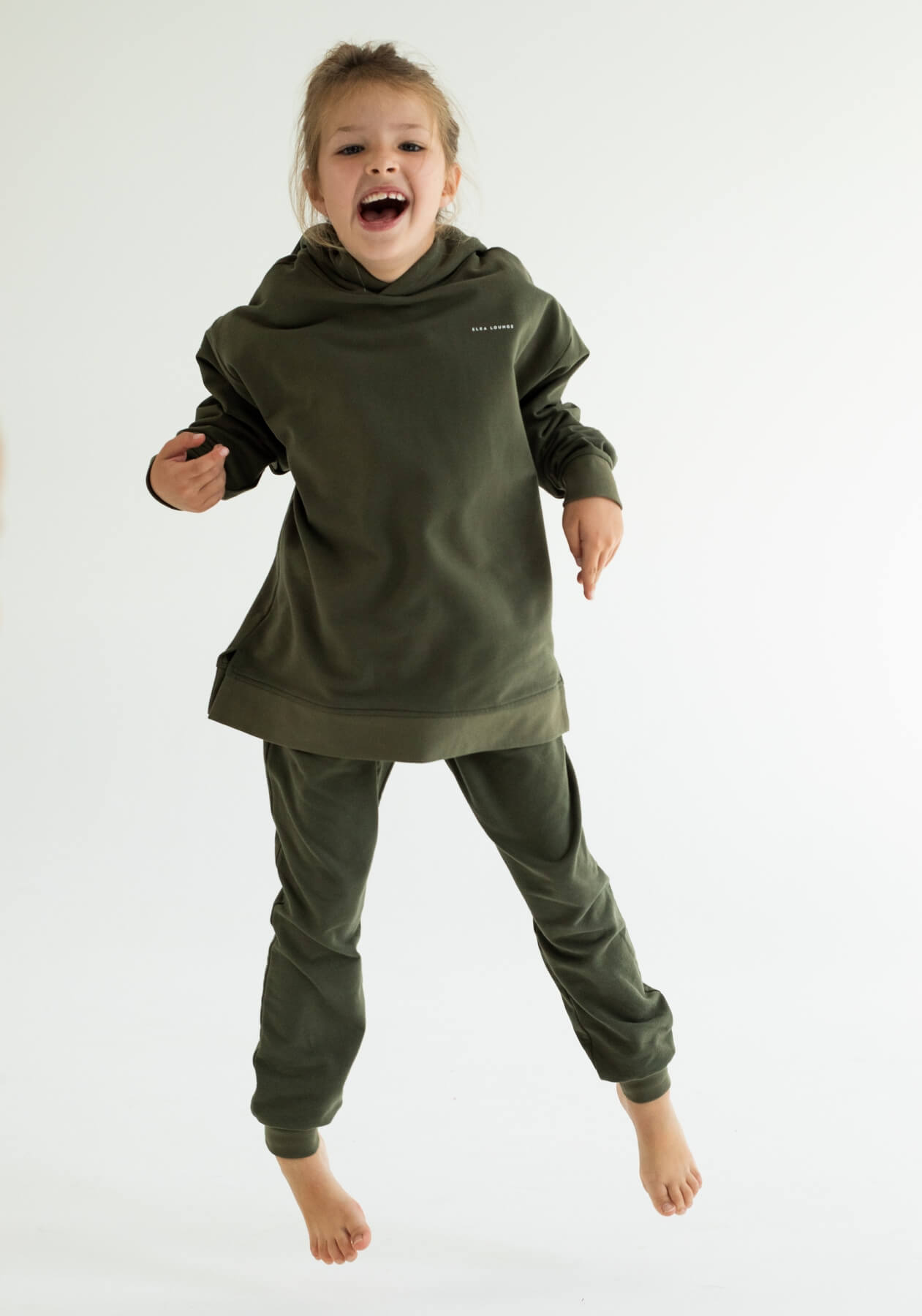 Kids spodnie dresowe bawełna organiczna Moss green - Oversized