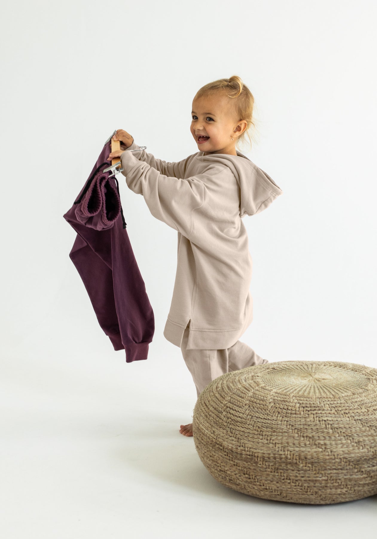 Kids Sweatpants organic cotton Beige - Oversized