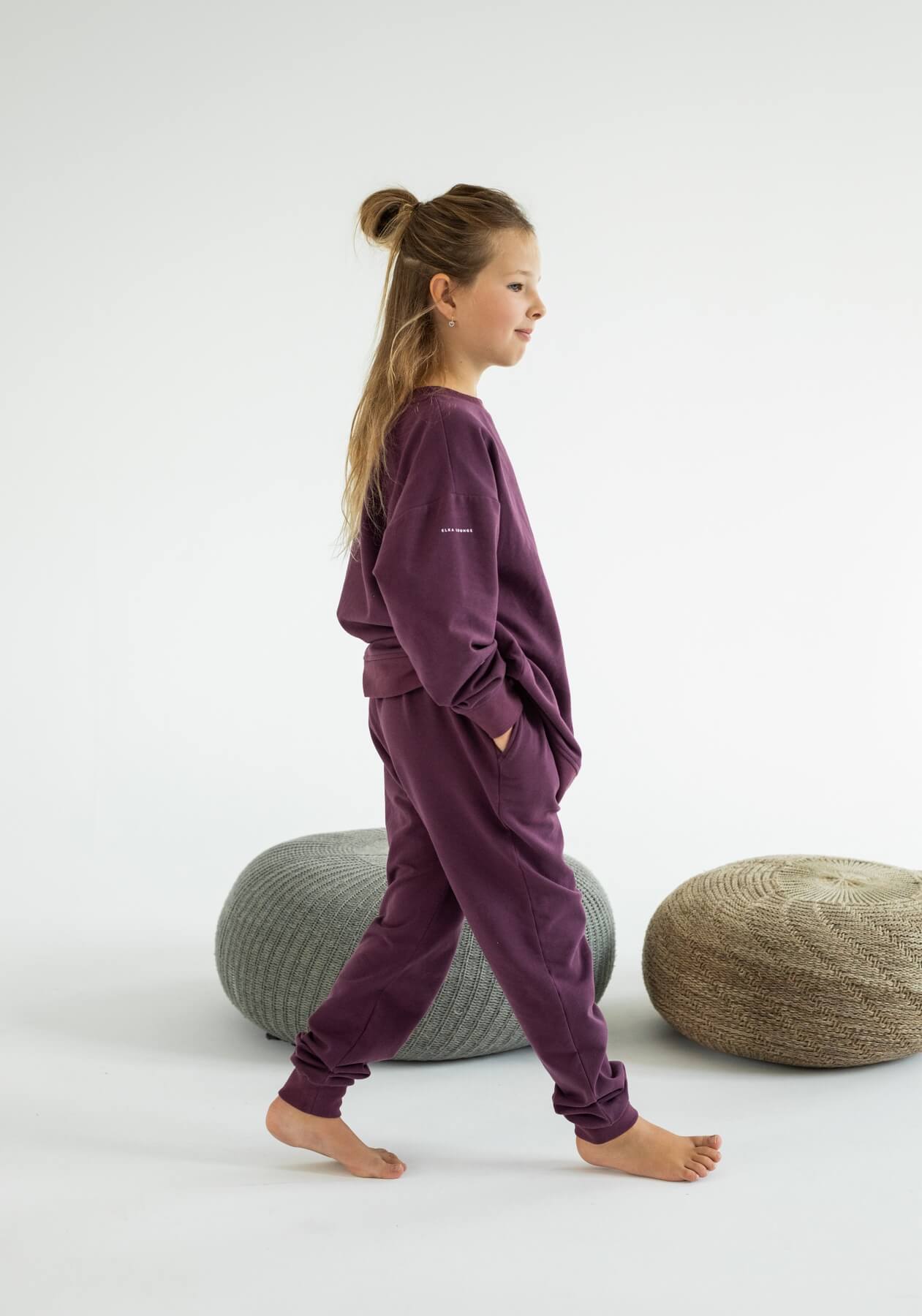 Kids Sweatpants organic cotton Purple - Oversized