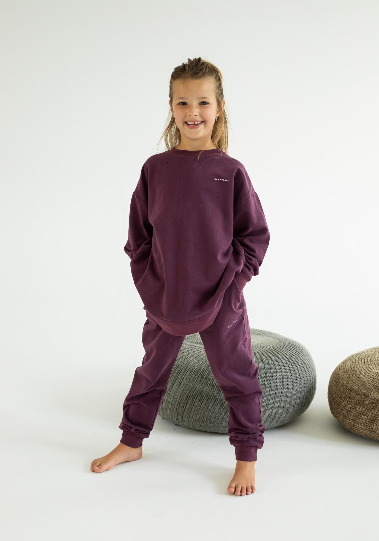 Kids Sweatpants organic cotton Purple - Oversized