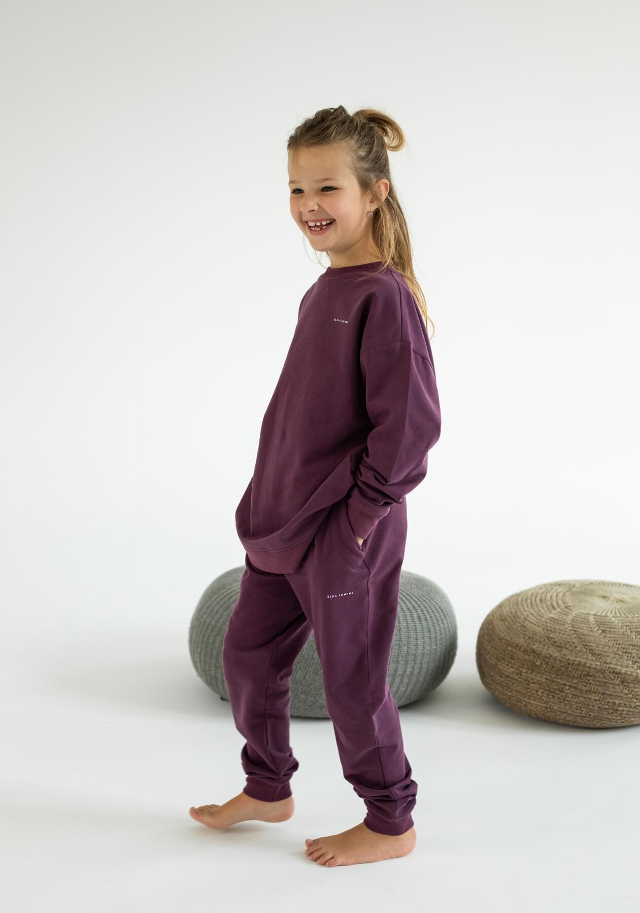 Kids spodnie dresowe bawełna organiczna Purple - Oversized