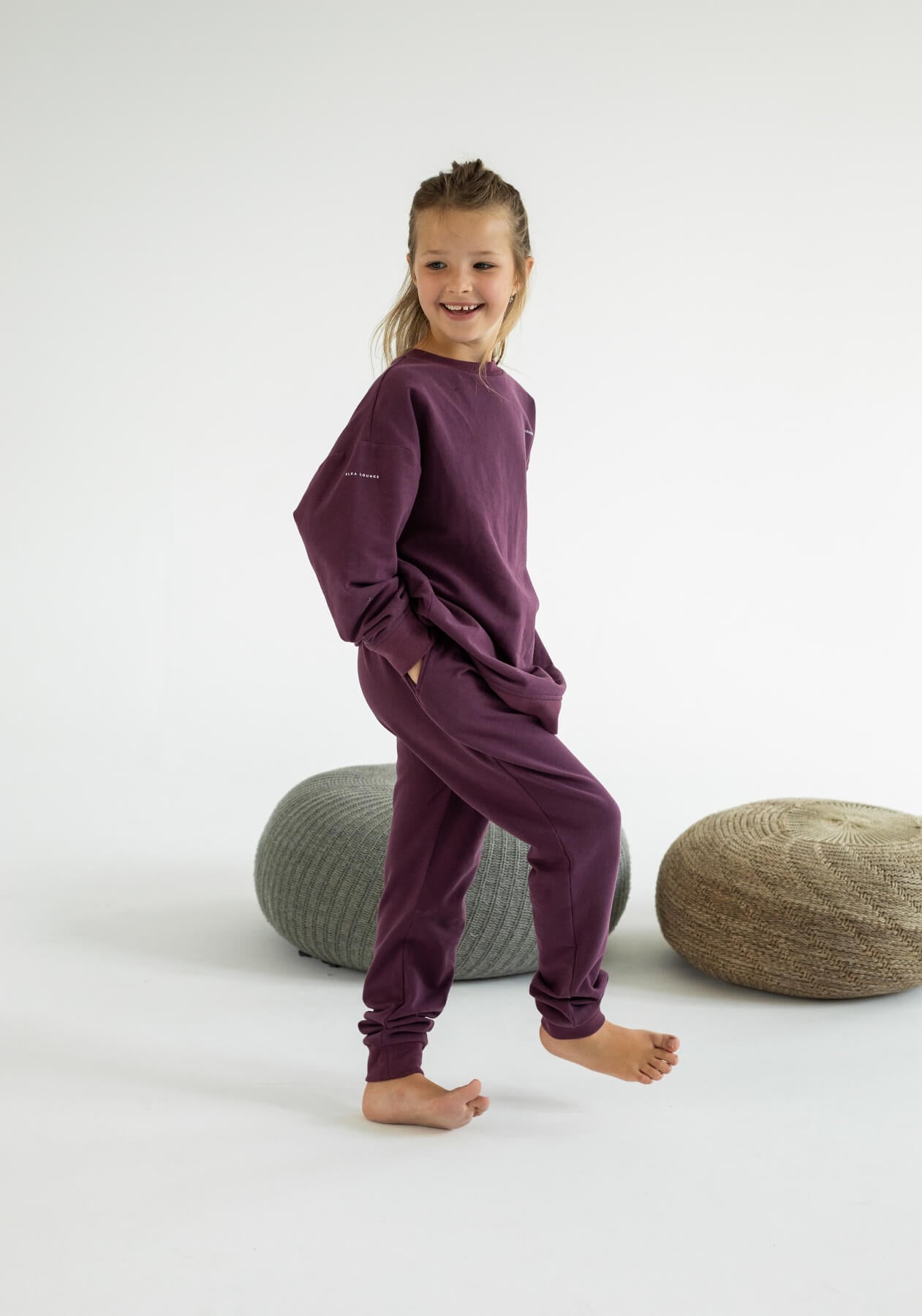 Kids Sweatpants organic cotton Purple - Oversized