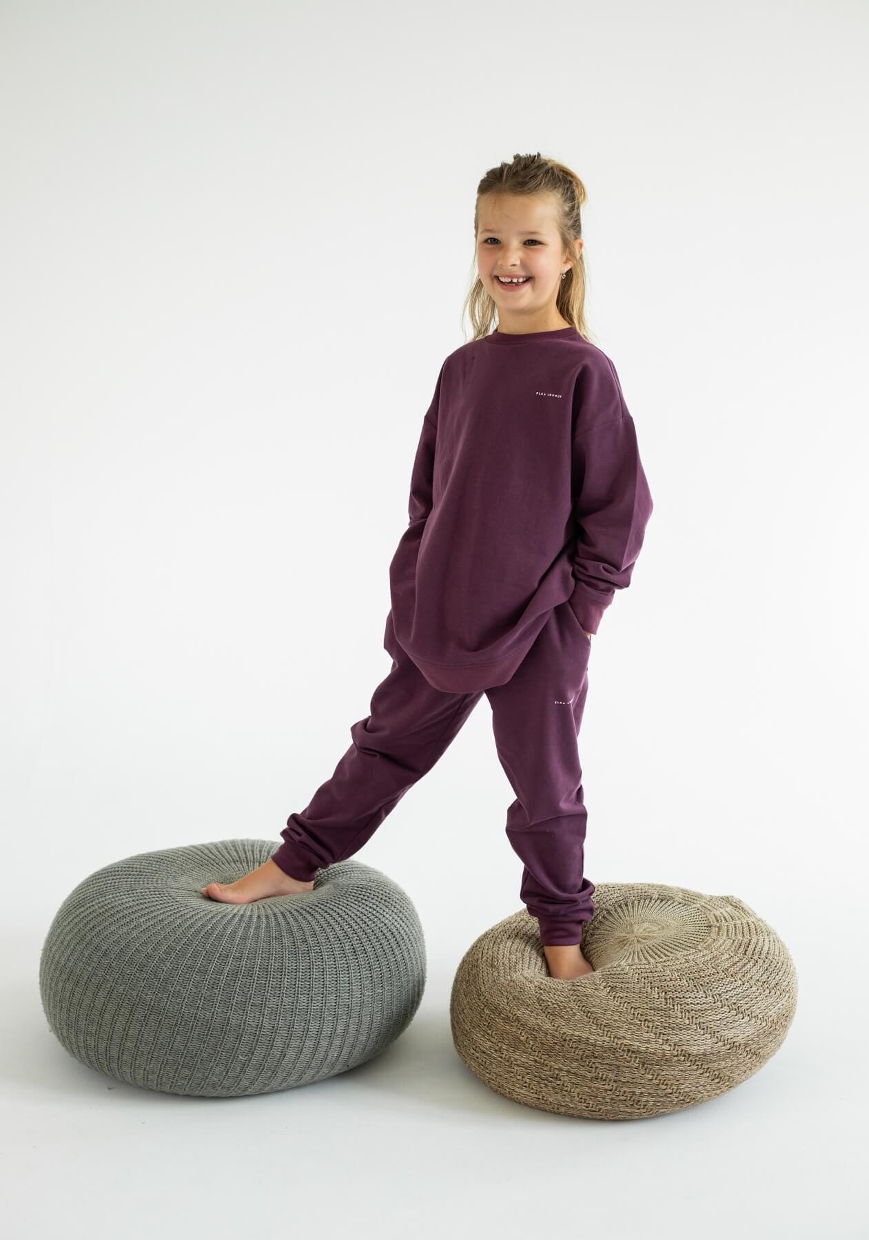 Kids Sweatpants organic cotton Purple - Oversized