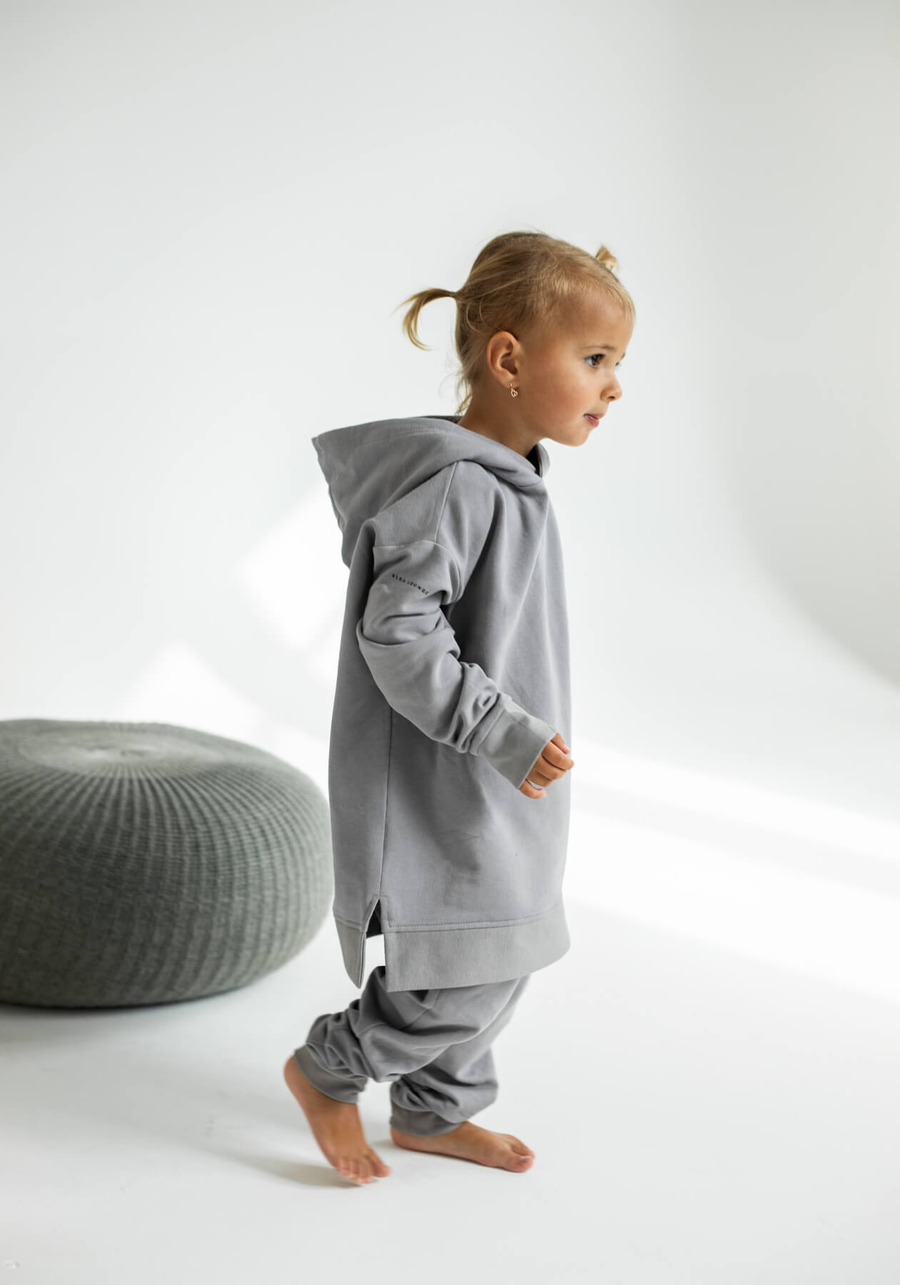 Detská mikina s kapucňou z biobavlny Light gray - Oversized