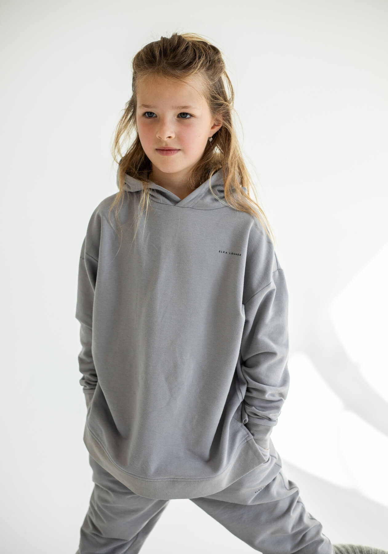 Children's bluza bawełna organiczna Light gray - Oversized