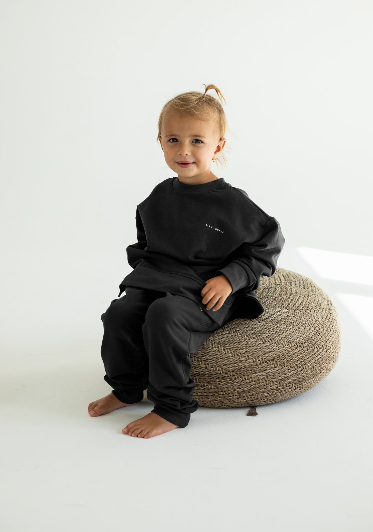 Children's bluza bez kaptura z bawełny organicznej Black - Oversized