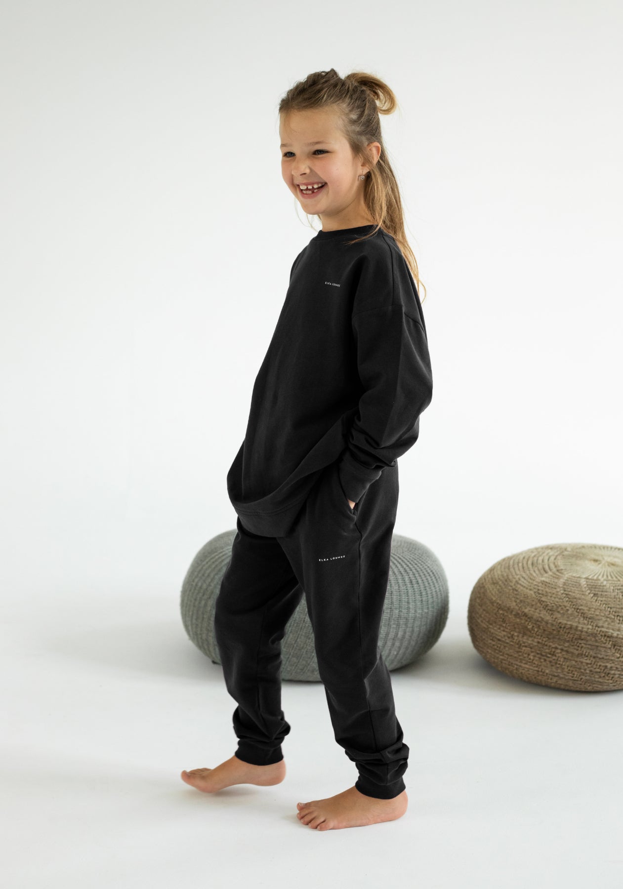 Dětská mikina bez kapuce z biobavlny Black - Oversized