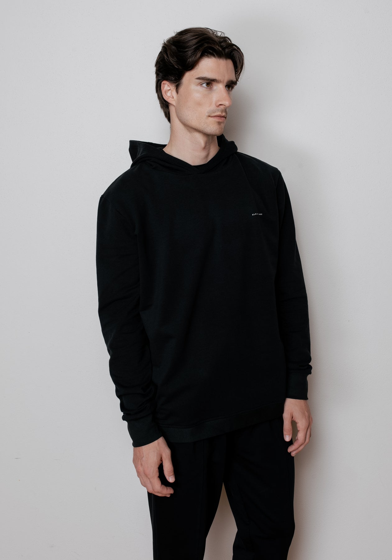 Pánska mikina s kapucňou z biobavlny Black brushed - regular update