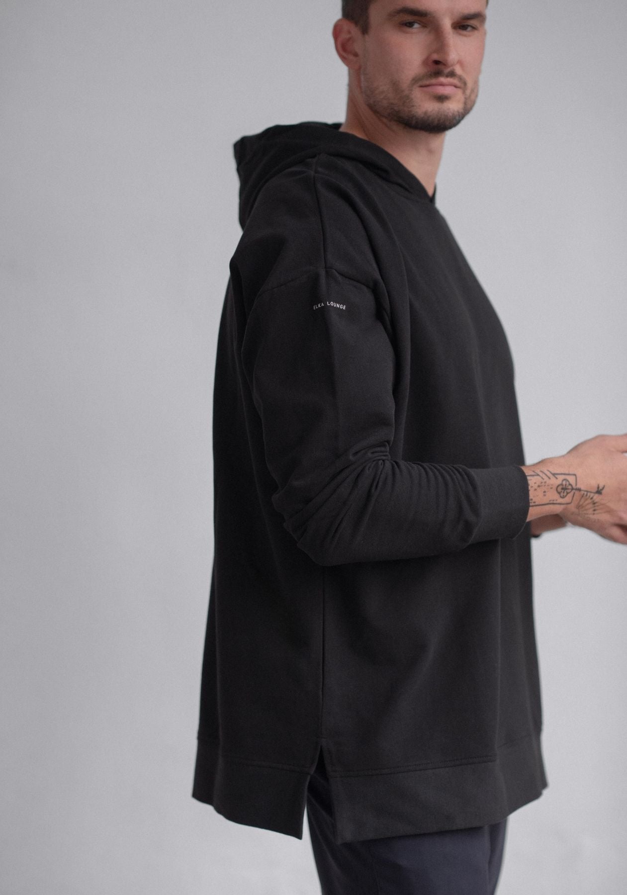 Men sweatshirt organic cotton Black - Oversized