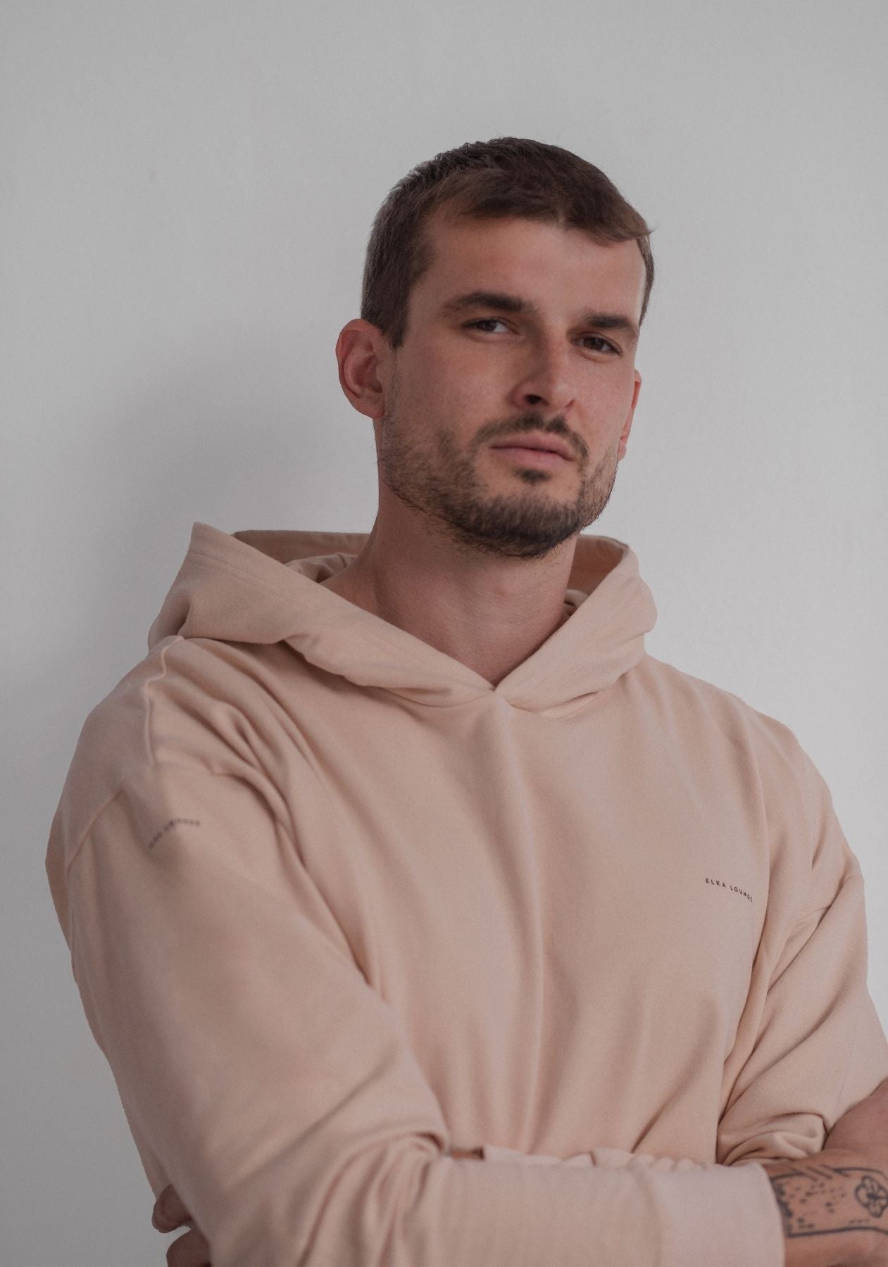 Pánska mikina s kapucňou z biobavlny Beige - Oversized