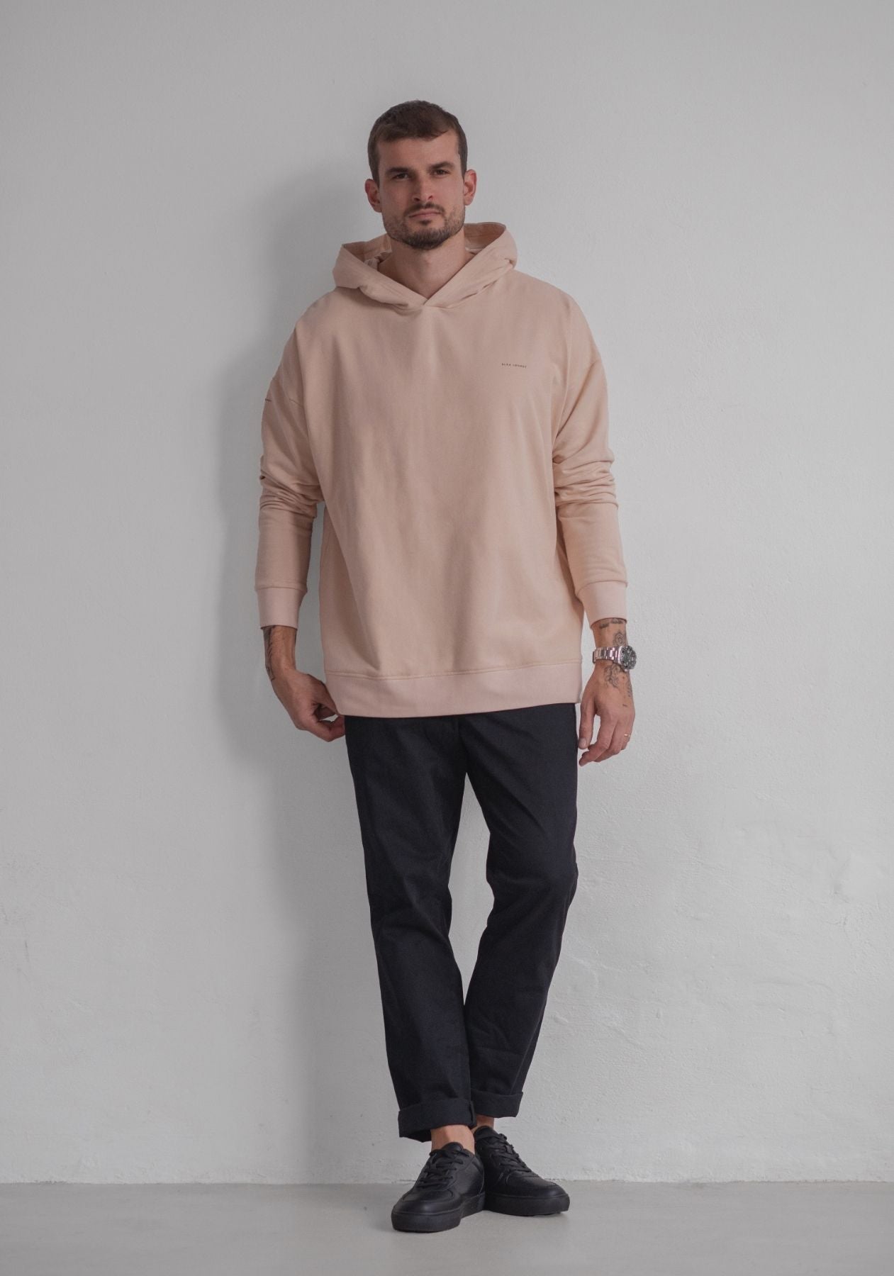 Pánska mikina s kapucňou z biobavlny Beige - Oversized