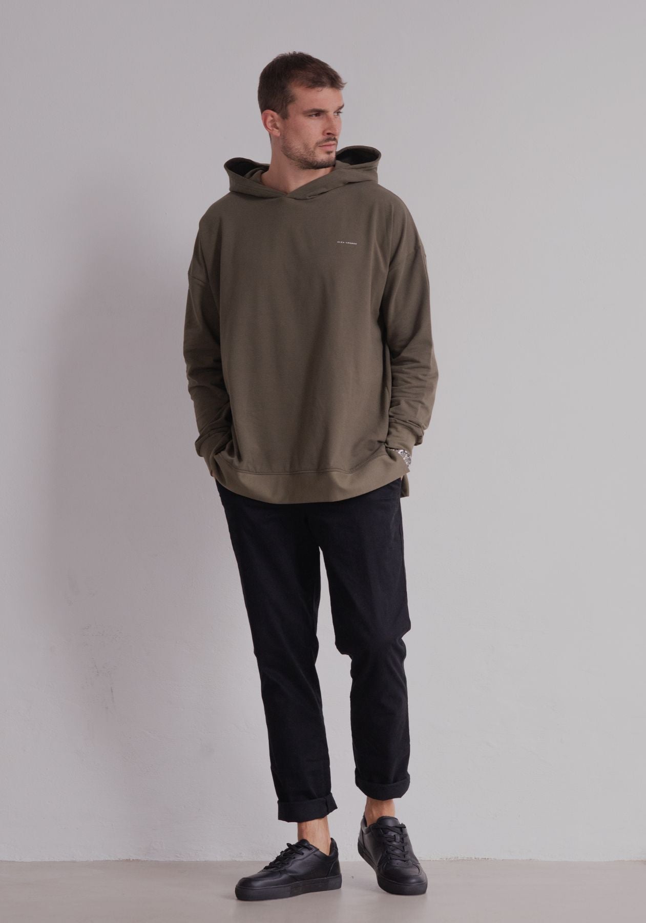 Men sweatshirt organic cotton Moss green - Oversized