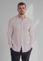 Pánská lněná košile bez límečku - regular fit