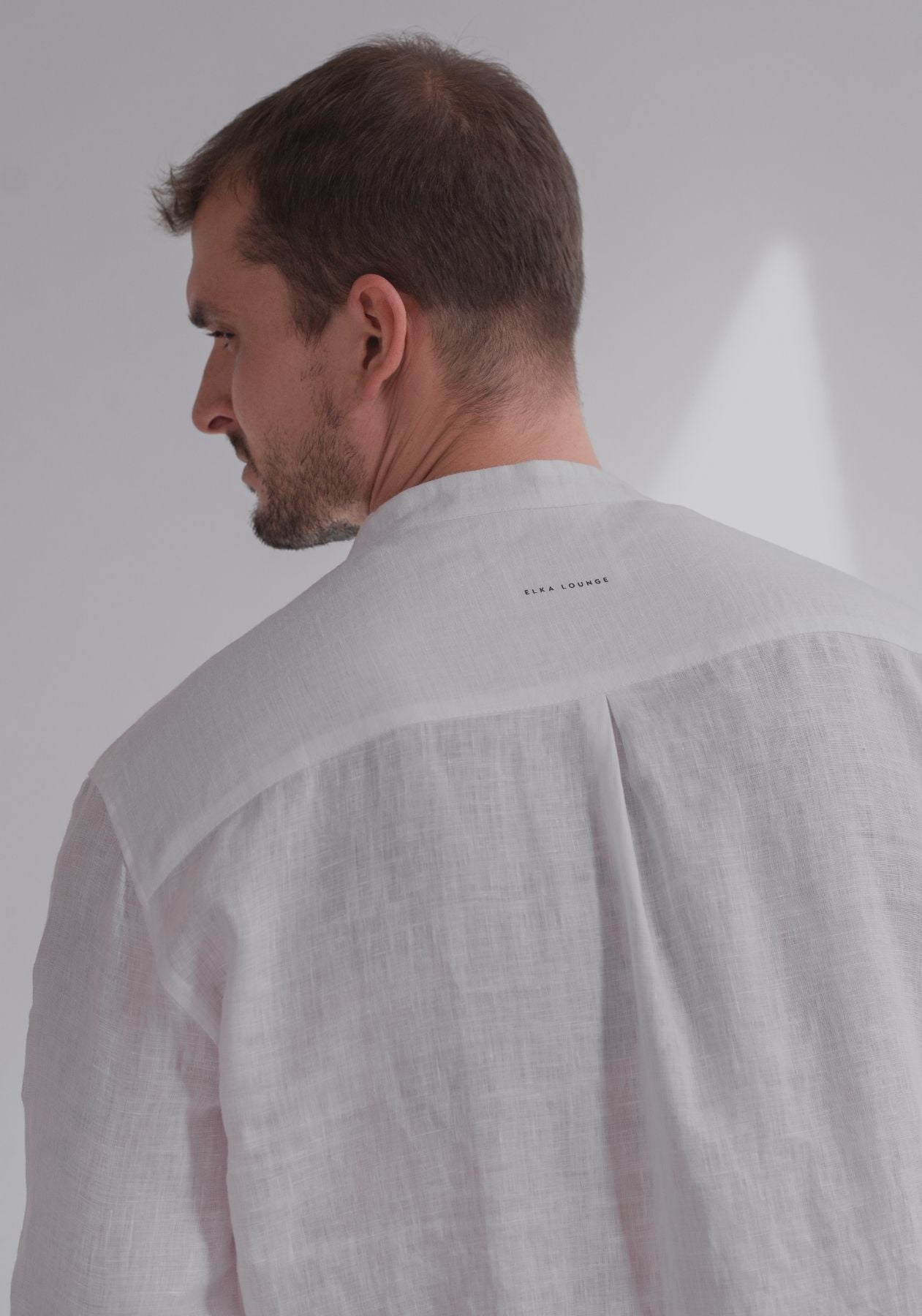 Men linen shirt White