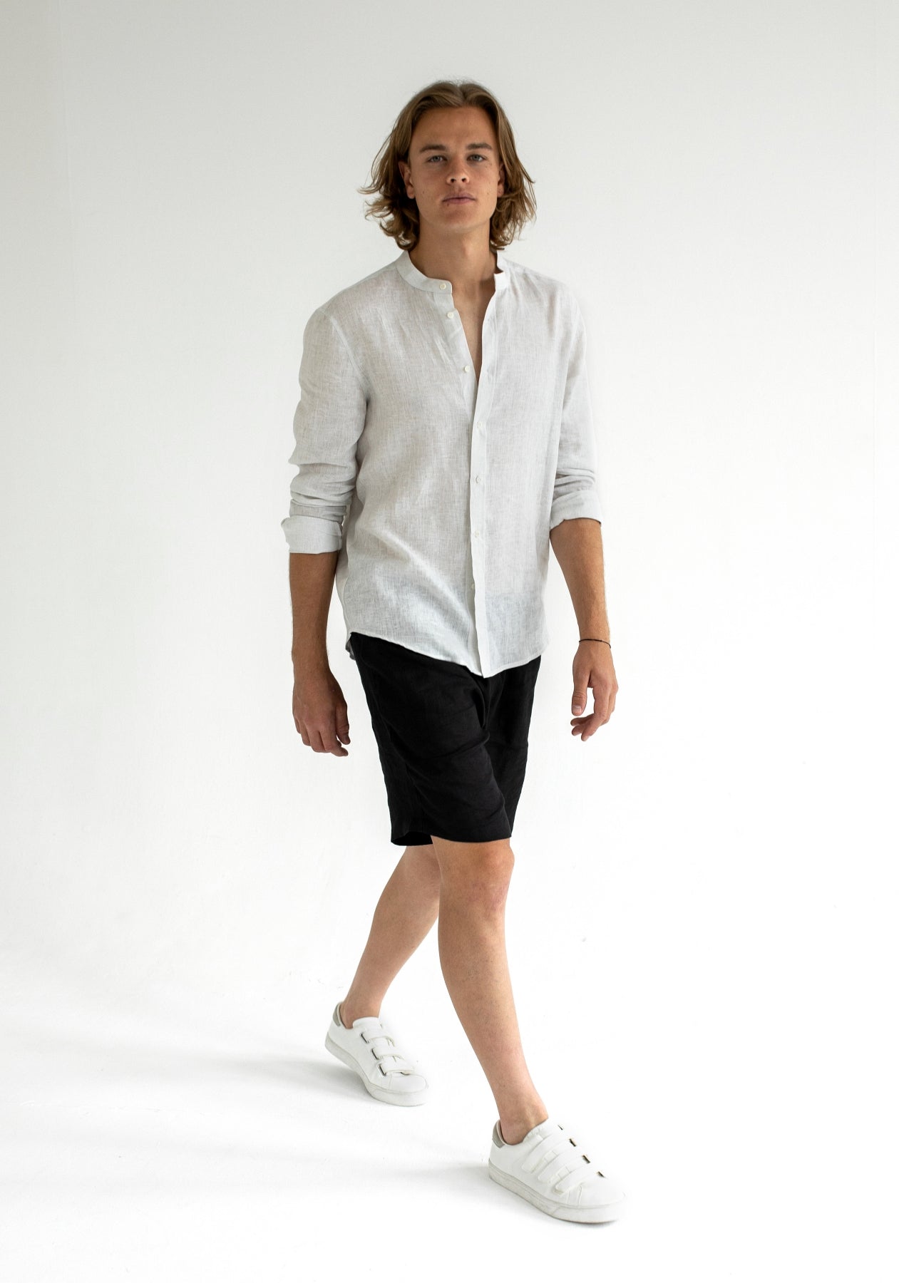 Men linen shorts Black