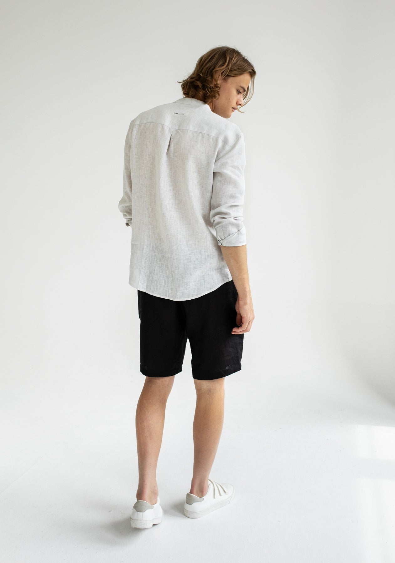 Men linen shorts Black