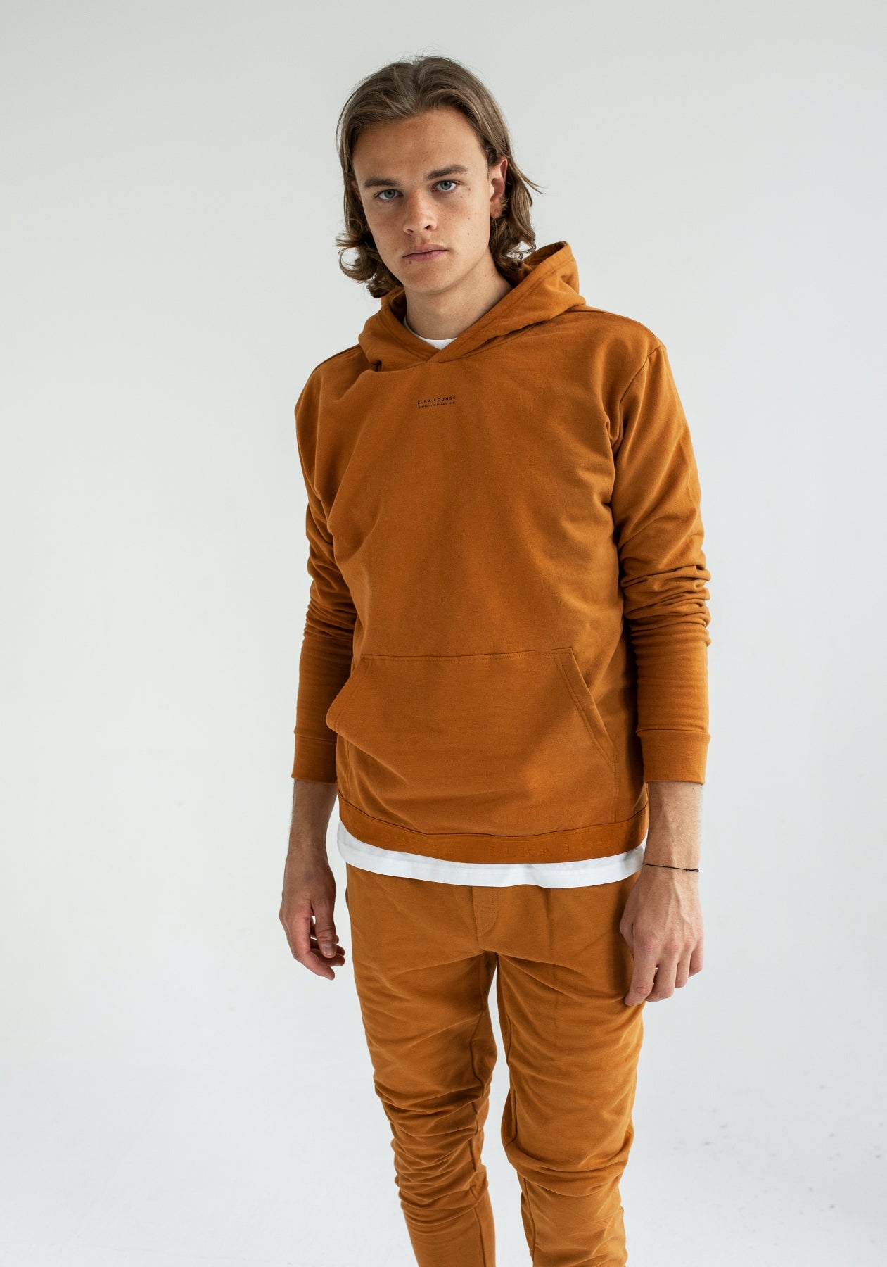 Men sweatpants organic cotton Burnt ochre lounge - regular