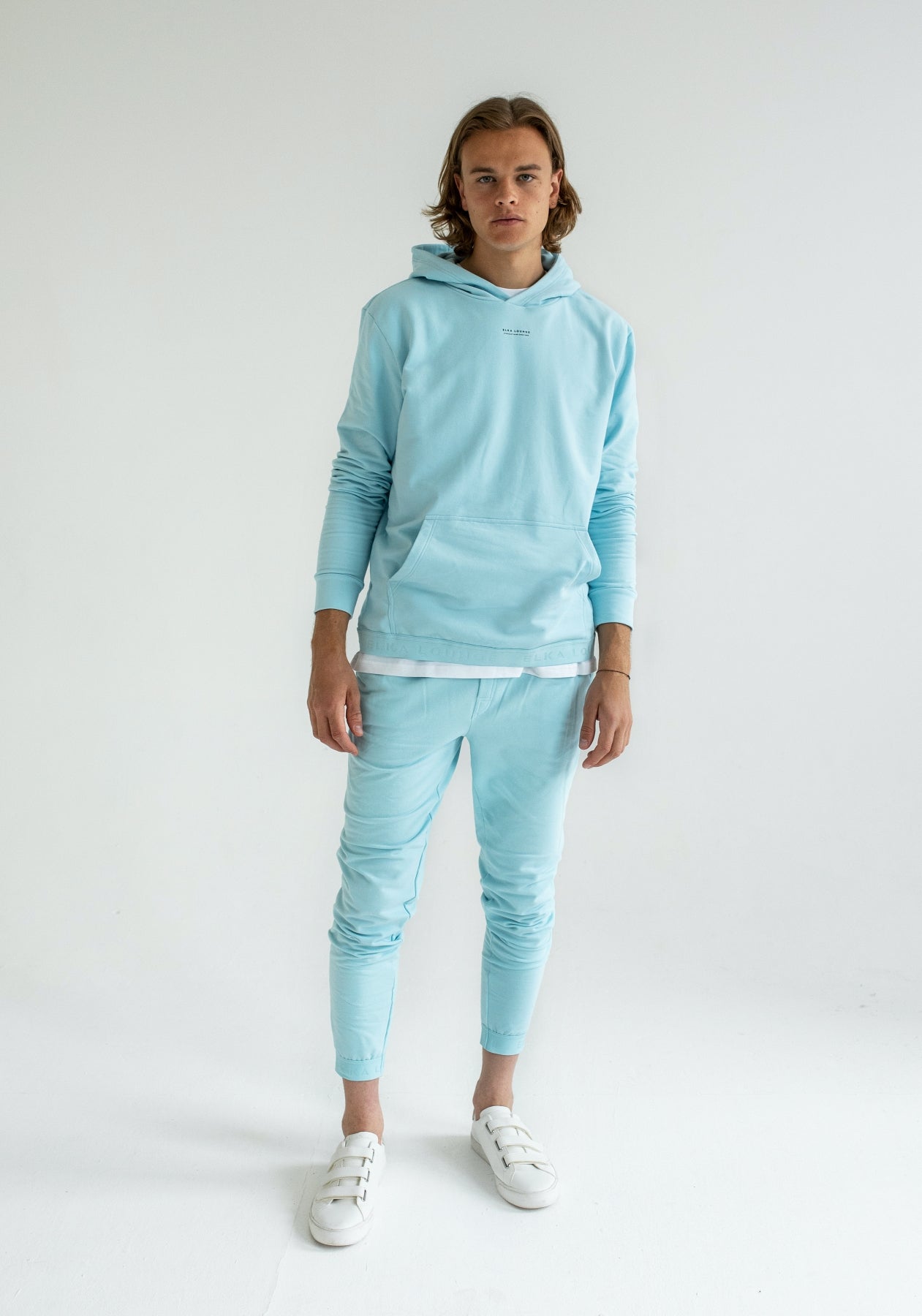 Men sweatpants organic cotton Sky blue lounge - regular