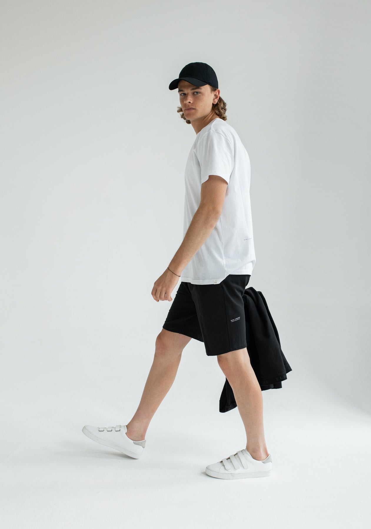 Men sweatpants shorts organic cotton Black