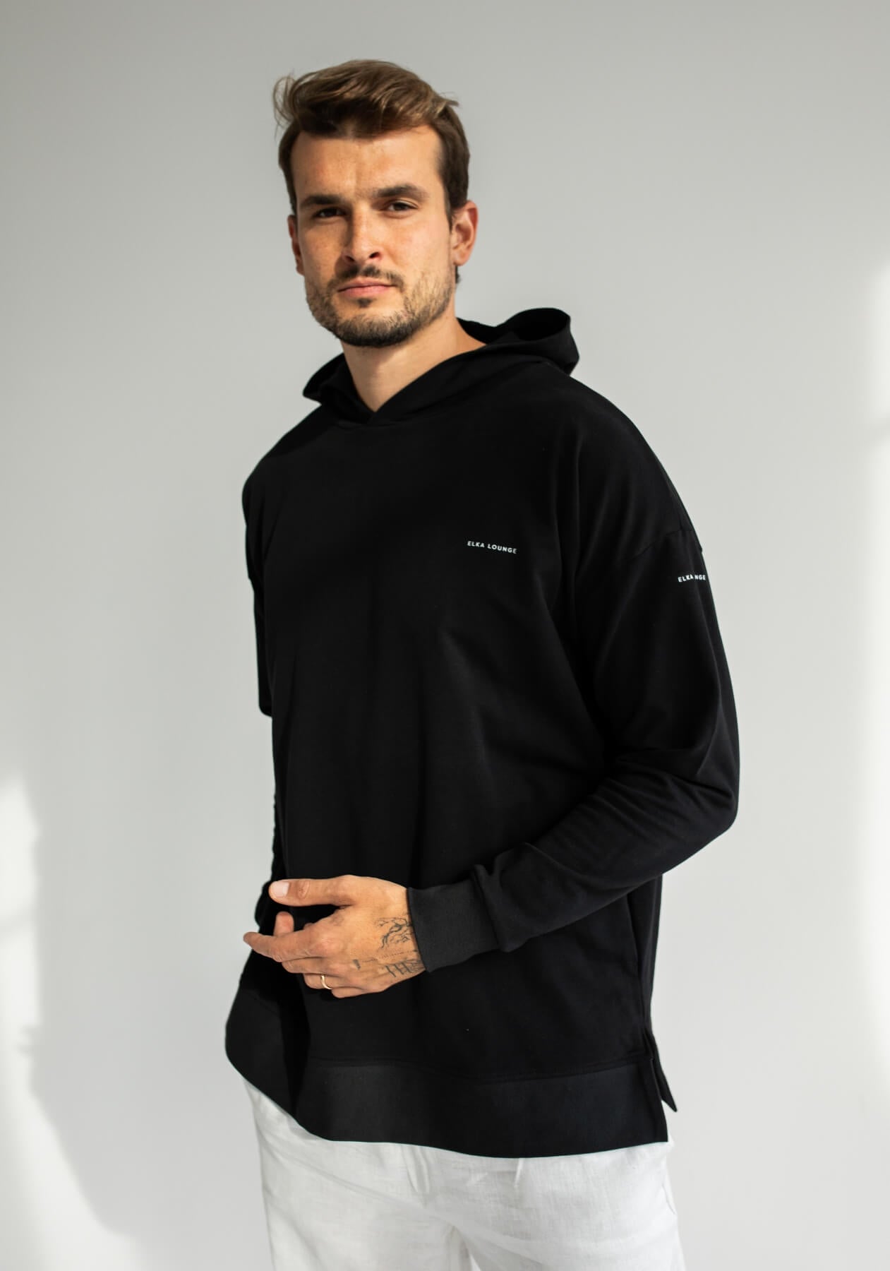 Men sweatshirt organic cotton Black - Oversized