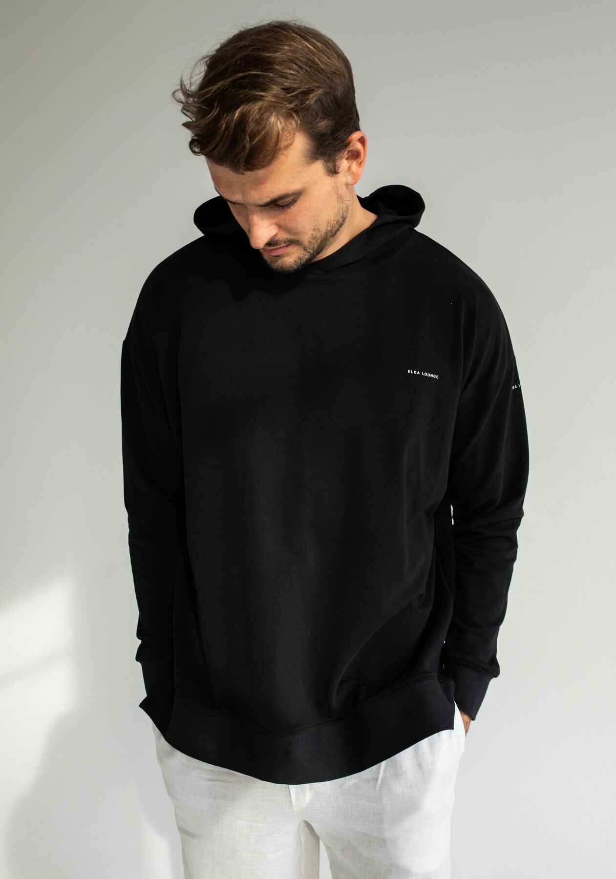 Men sweatshirt organic cotton Black - Oversized