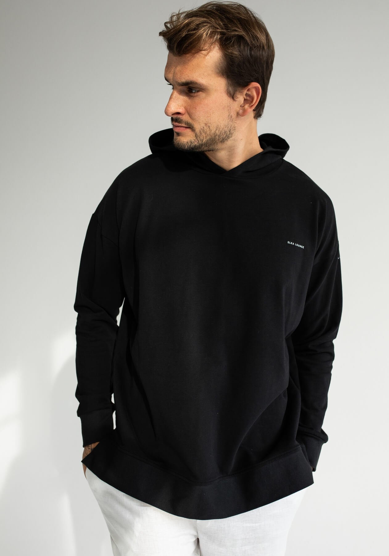 Men sweatshirt organic cotton Black - Oversized