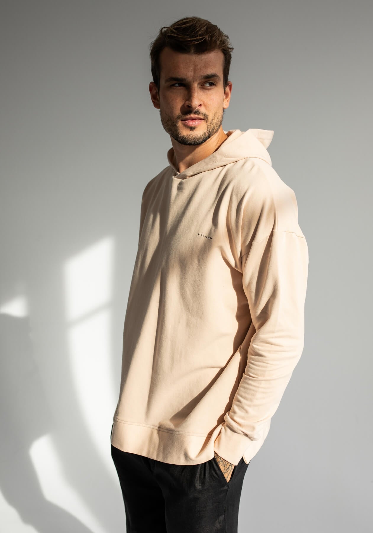 Men sweatshirt organic cotton Beige - Oversized