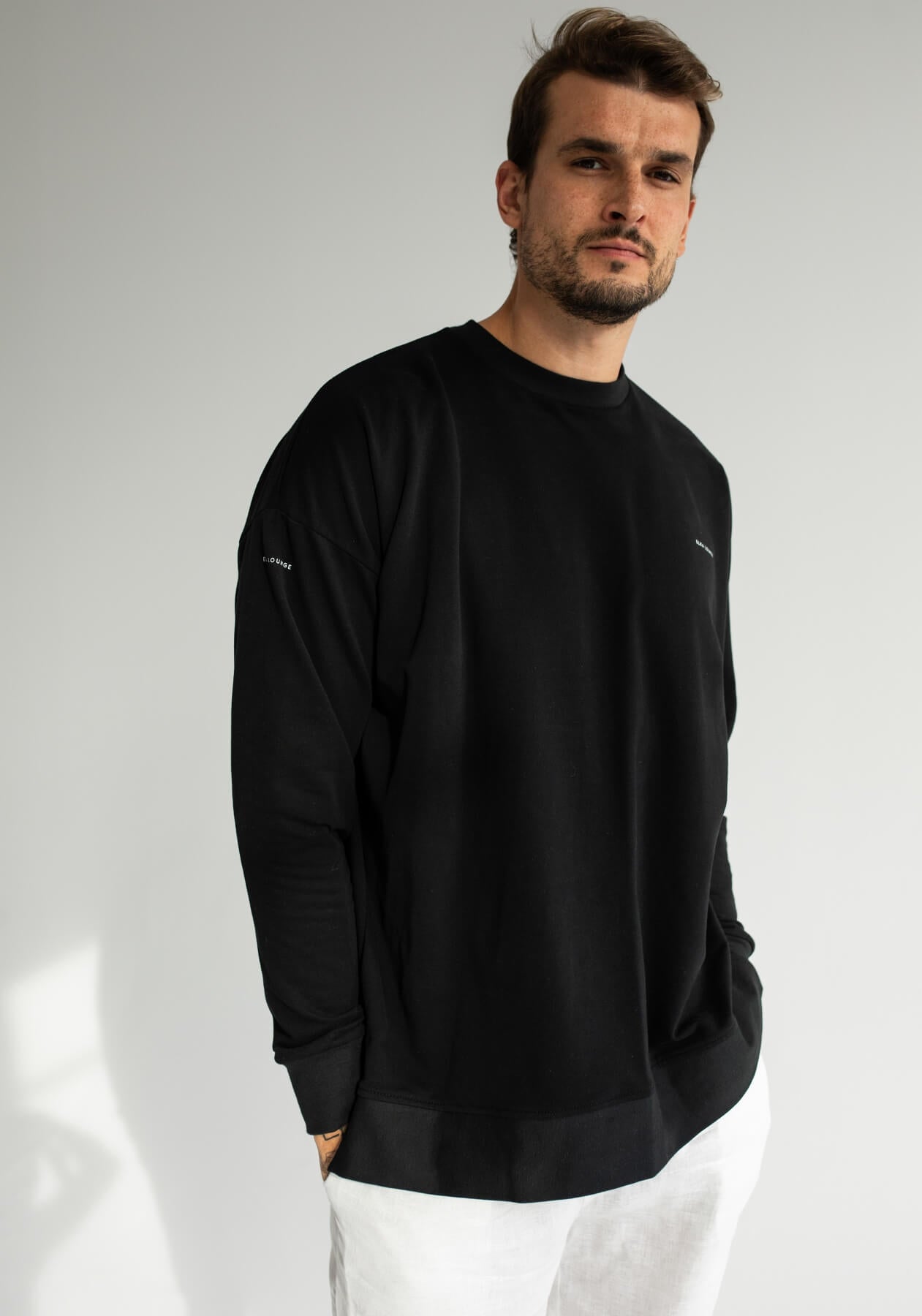 Men Sweatshirt organic cotton Black - Oversized