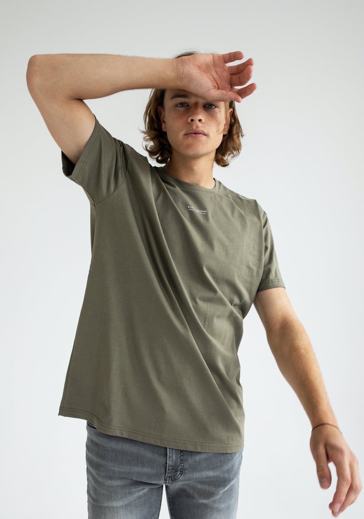 Men t-shirt organic cotton Burnt olive regular