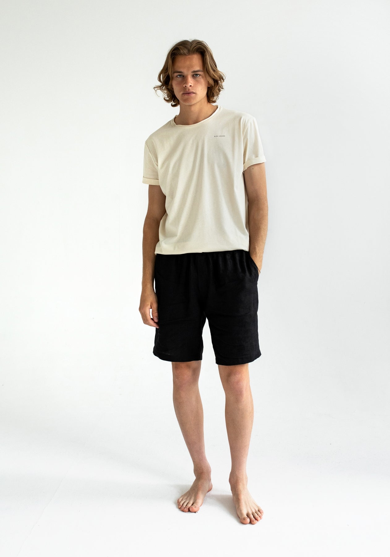 Men t-shirt organic cotton Offwhite natural - slim fit