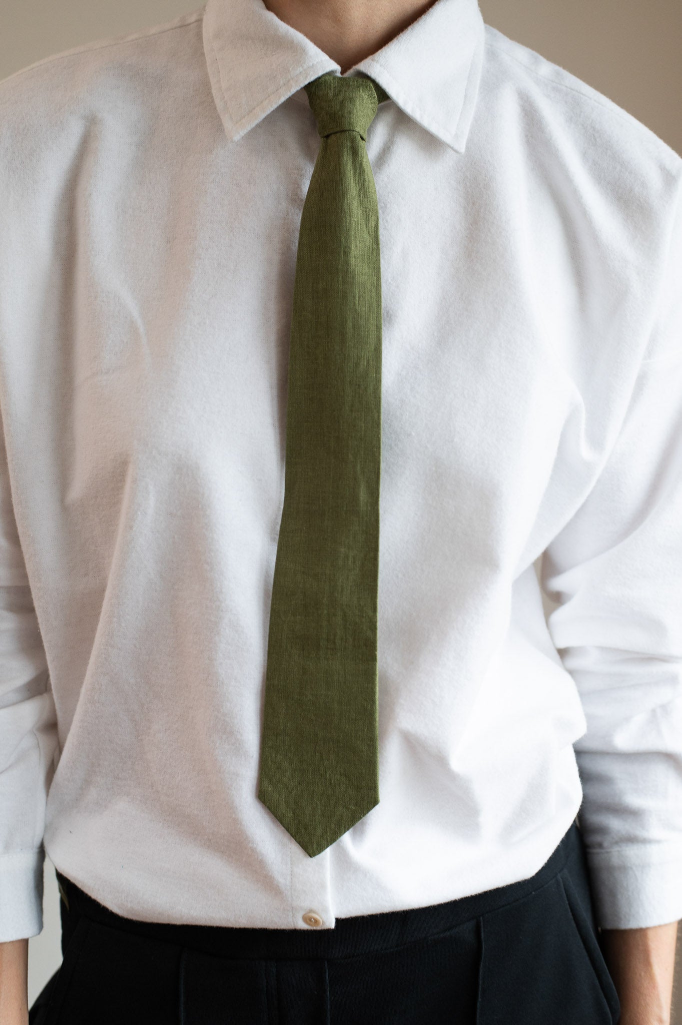 Women’s Flannel Shirt with Collar Loose Fit – White