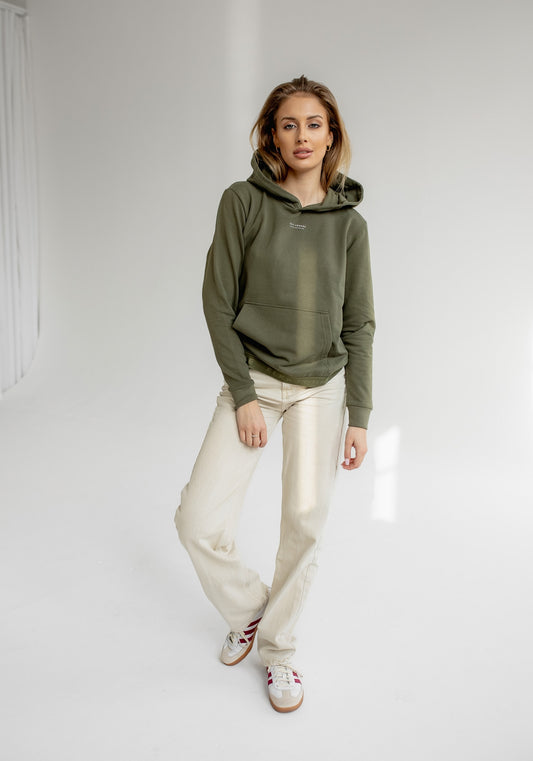 Women hoodie organic cotton Moss green - regular