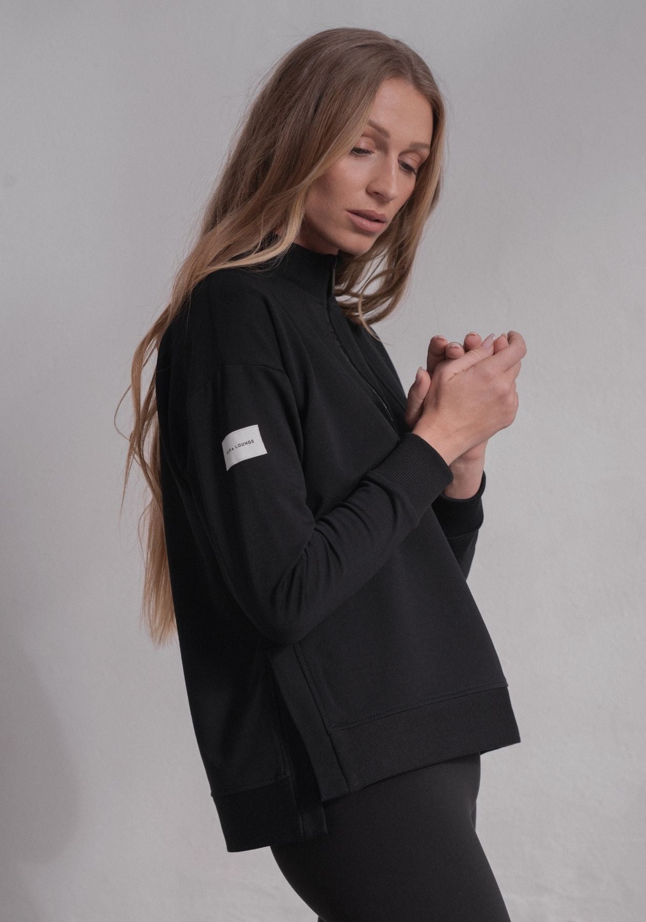 Dámská mikina Zip-up z biobavlny Black - loose fit