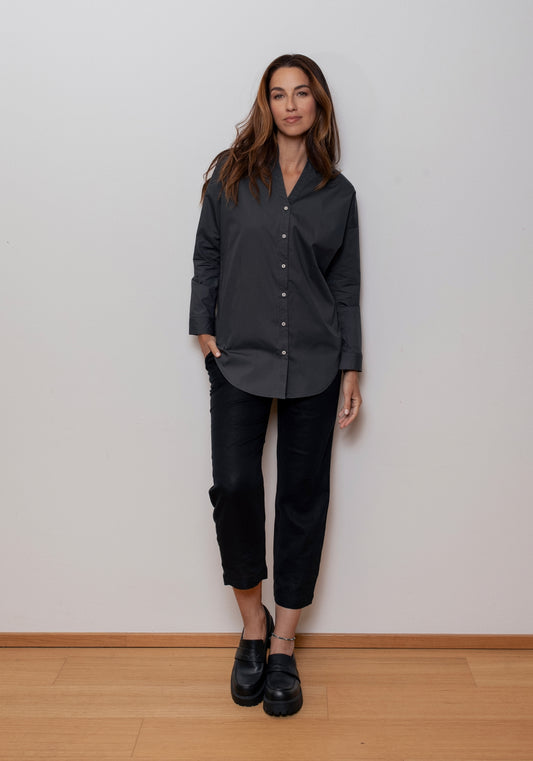 Women's loose fit organic cotton shirt - Gray