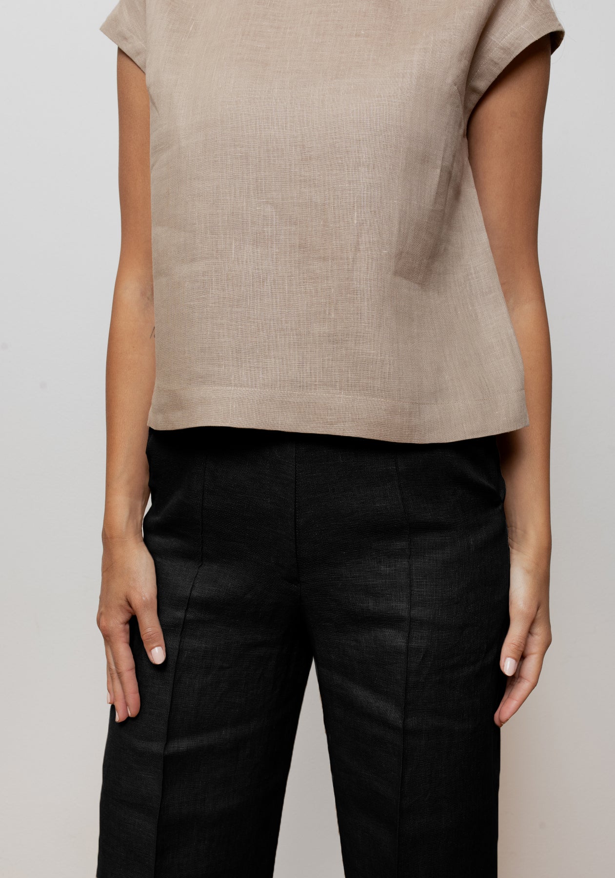 Dámske ľanové nohavice wide - Black