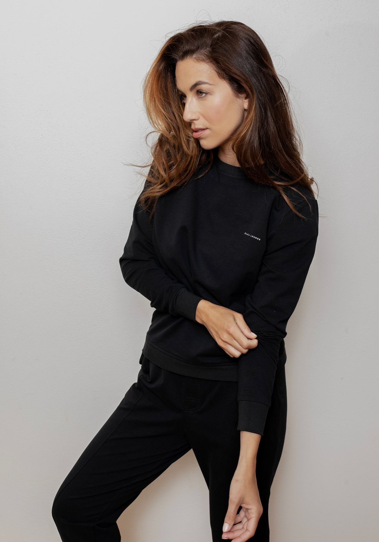 Dámská mikina bez kapuce z biobavlny Black brushed - regular update