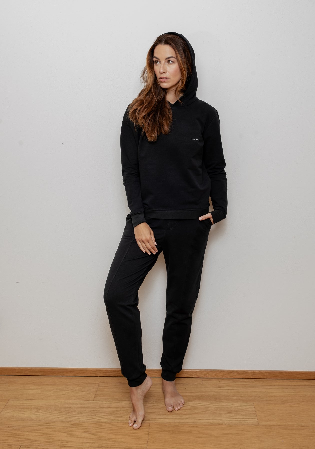 Dámska mikina s kapucňou z biobavlny Black brushed - regular update