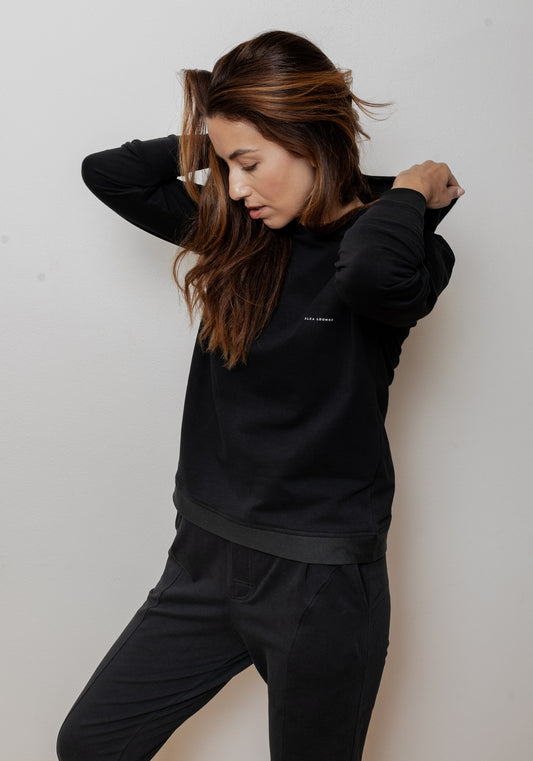 Women hoodie organic cotton Black brushed - regular update