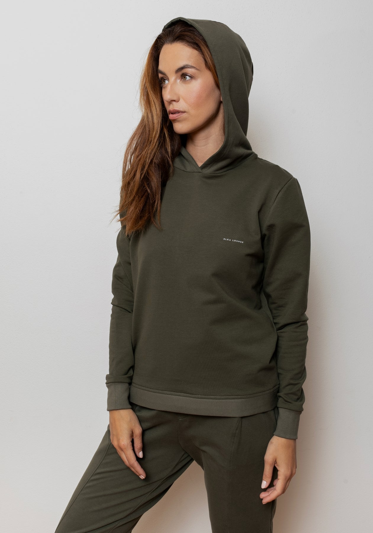 Dámska mikina s kapucňou z biobavlny Moss green brushed - regular update