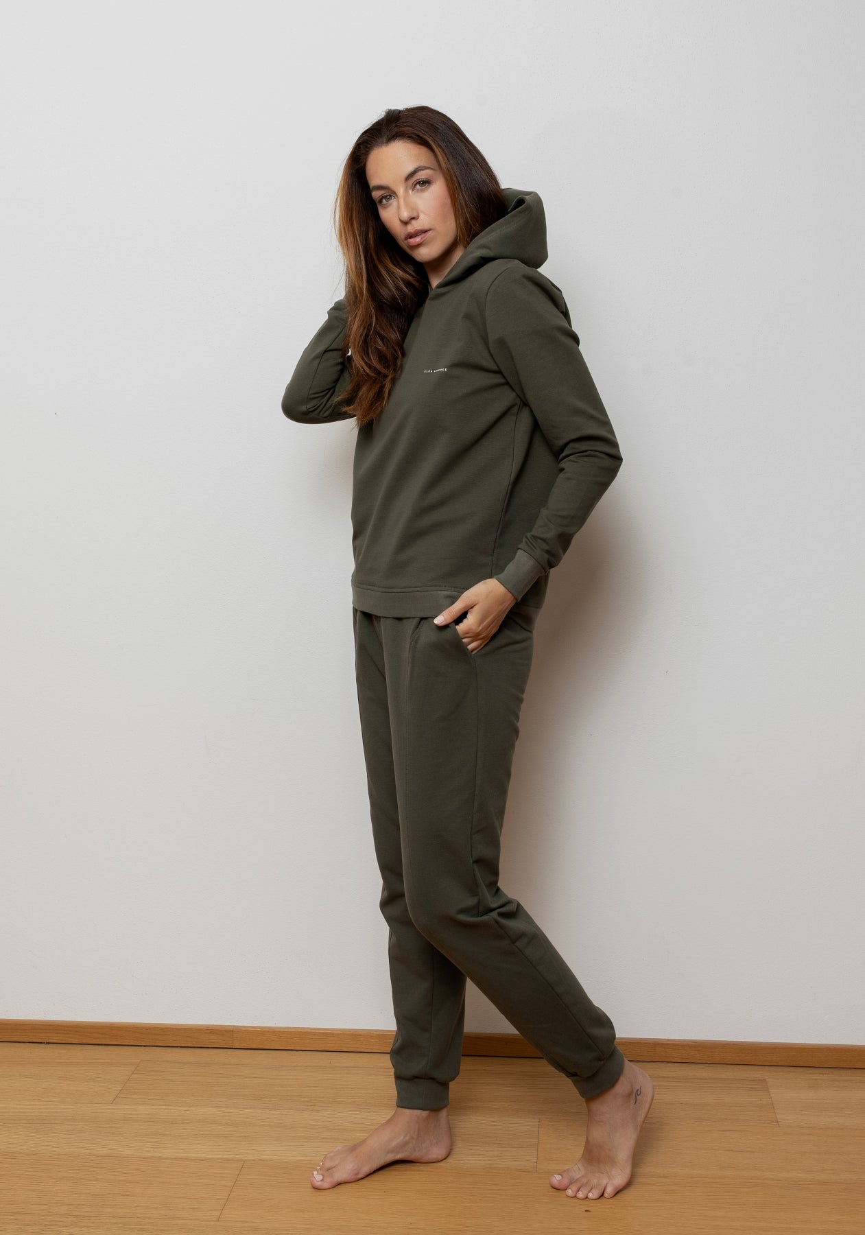 Dámska mikina s kapucňou z biobavlny Moss green brushed - regular update