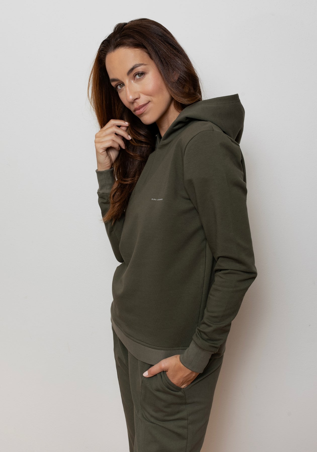 Dámska mikina s kapucňou z biobavlny Moss green brushed - regular update