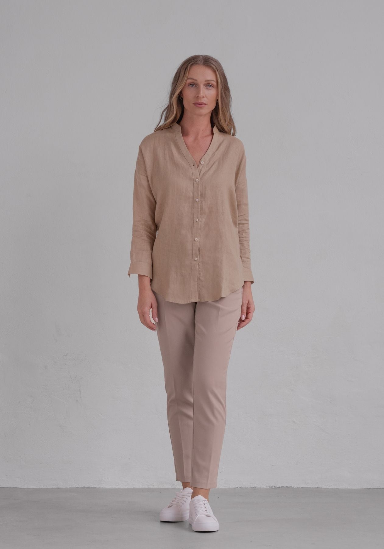 Dámská lněná košile loose fit Beige natural