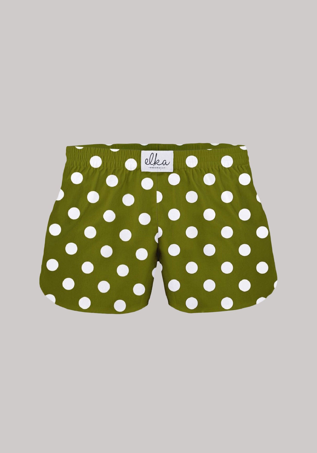 Kids Boxershorts Olive with big polka dots
