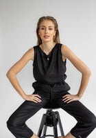Dámský lněný crop top - regular fit