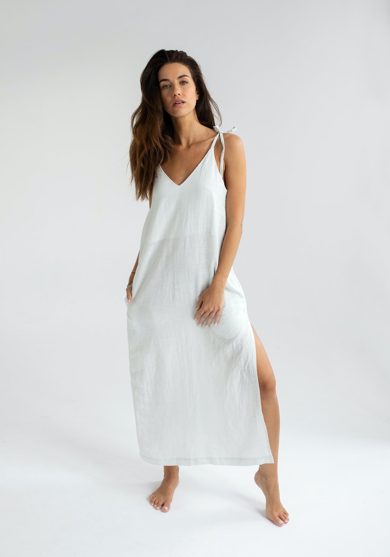 Dámské lněné šaty long - loose fit