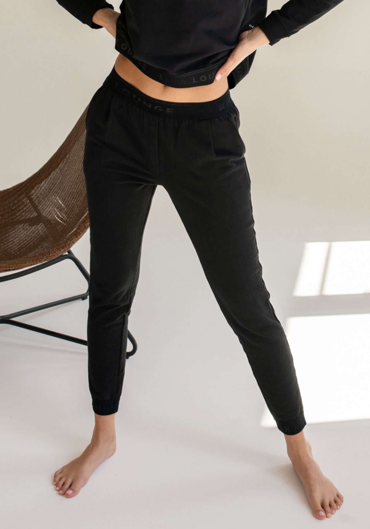 Women Spodnie dresowe bawełna organiczna Black